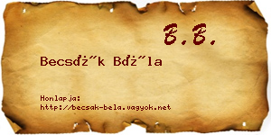 Becsák Béla névjegykártya